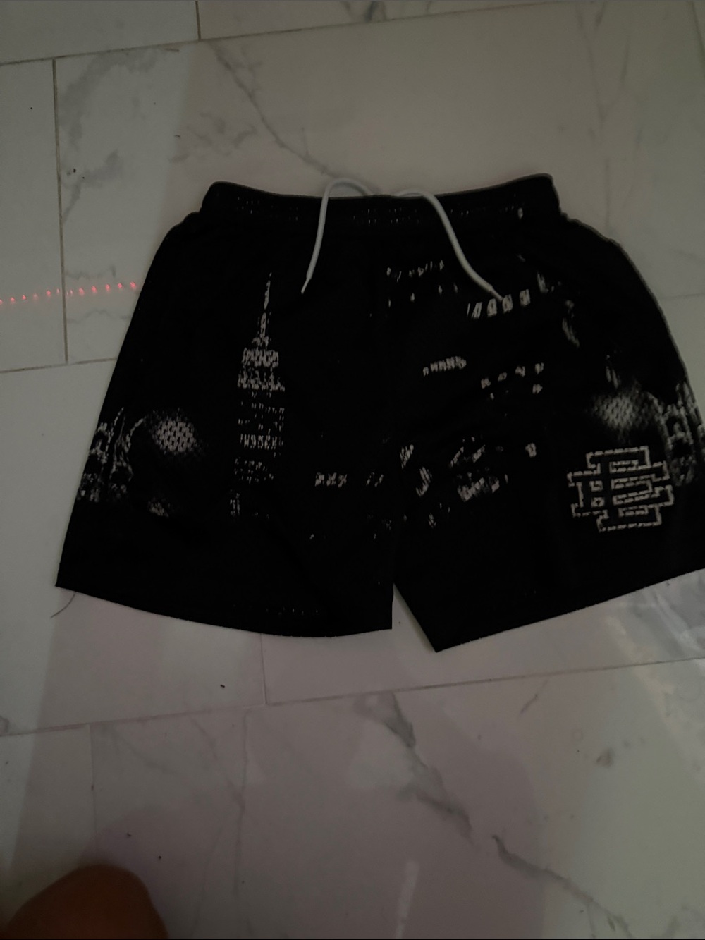 Eric Emanuel Black Athletic Shorts with White Drawstring